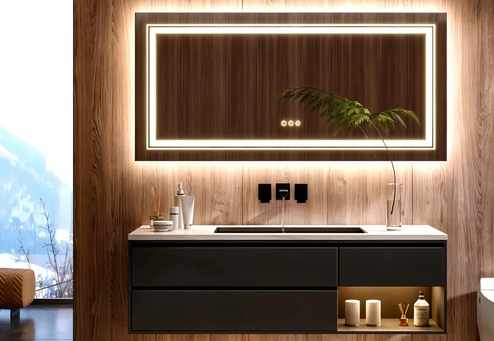 bathroom vanity with mirror and lights